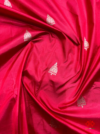 Pure Banarasi Handloom Katan Silk Antique Zari Saree In Shades Of Red - Pure Kataan Silk -
