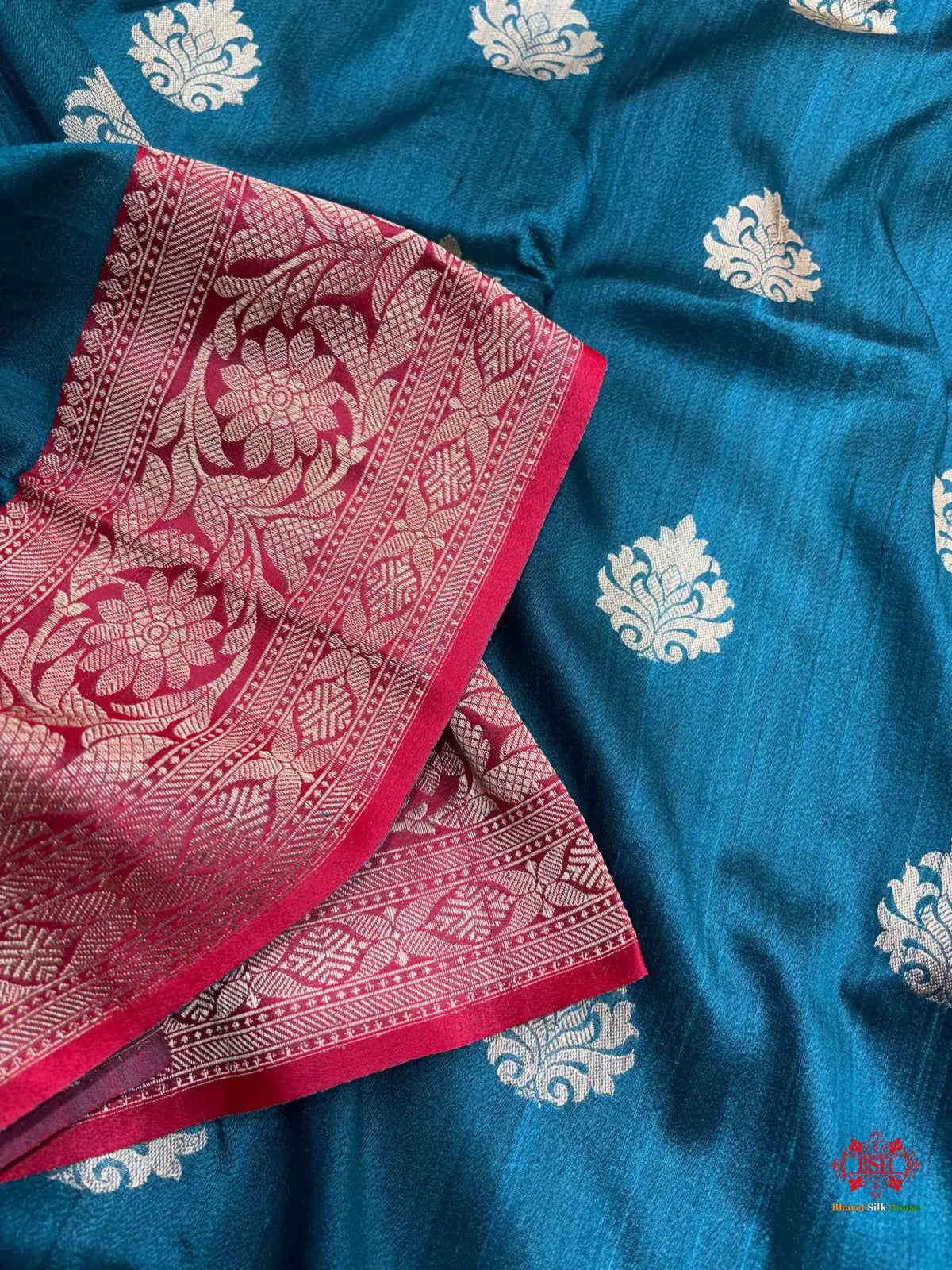 Ocean Blue Shade Pure Banarasi Tusser Moonga Silk Saree - Pure Kataan Silk -