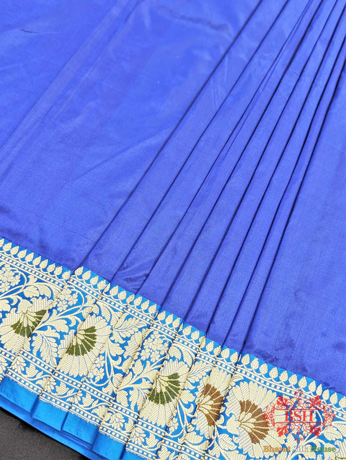 Admiral Blue Pure Katan Silk Banarasi Saree - Bharat Silk House Pure Kataan Silk