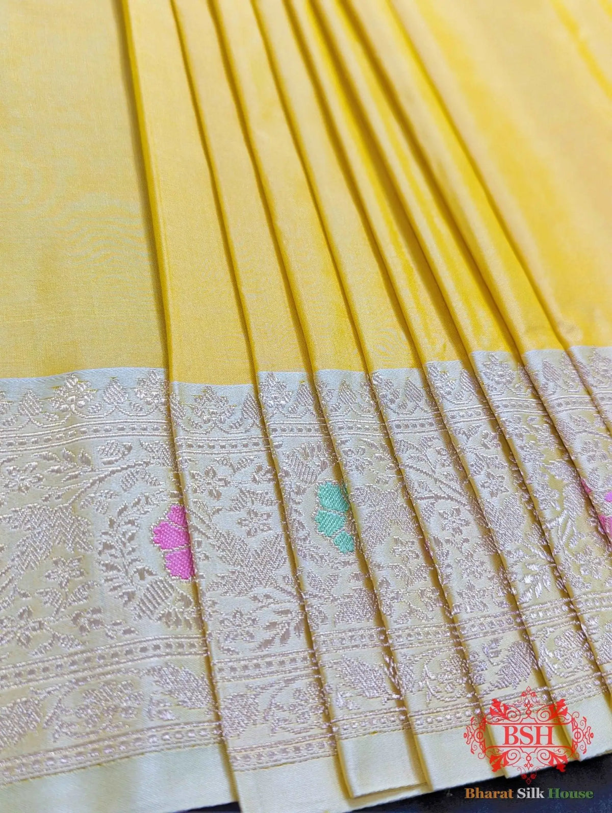 Amber Pure Katan Silk Banarasi Handloom Saree - Bharat Silk House Pure Kataan Silk