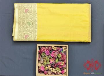 Amber Pure Katan Silk Banarasi Handloom Saree - Bharat Silk House Pure Kataan Silk