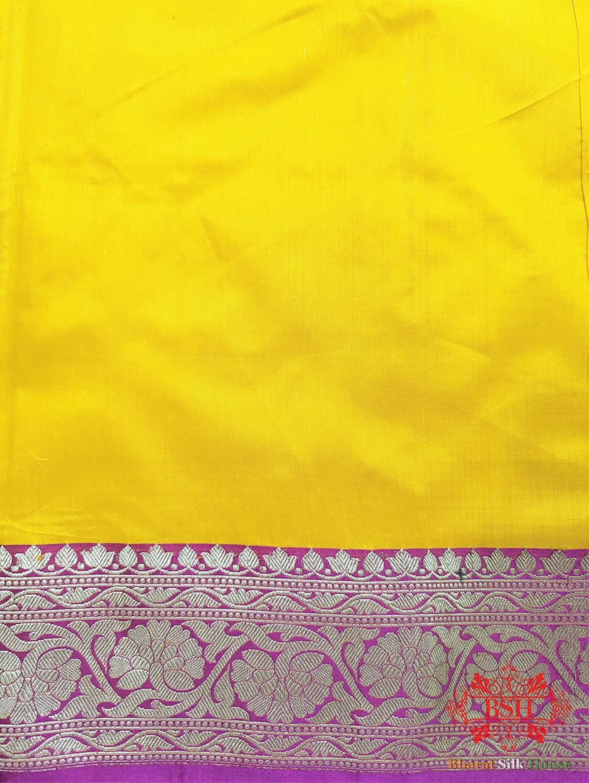 Amber Yellow Katan Silk Banarasi Handloom Saree - Bharat Silk House Pure Kataan Silk