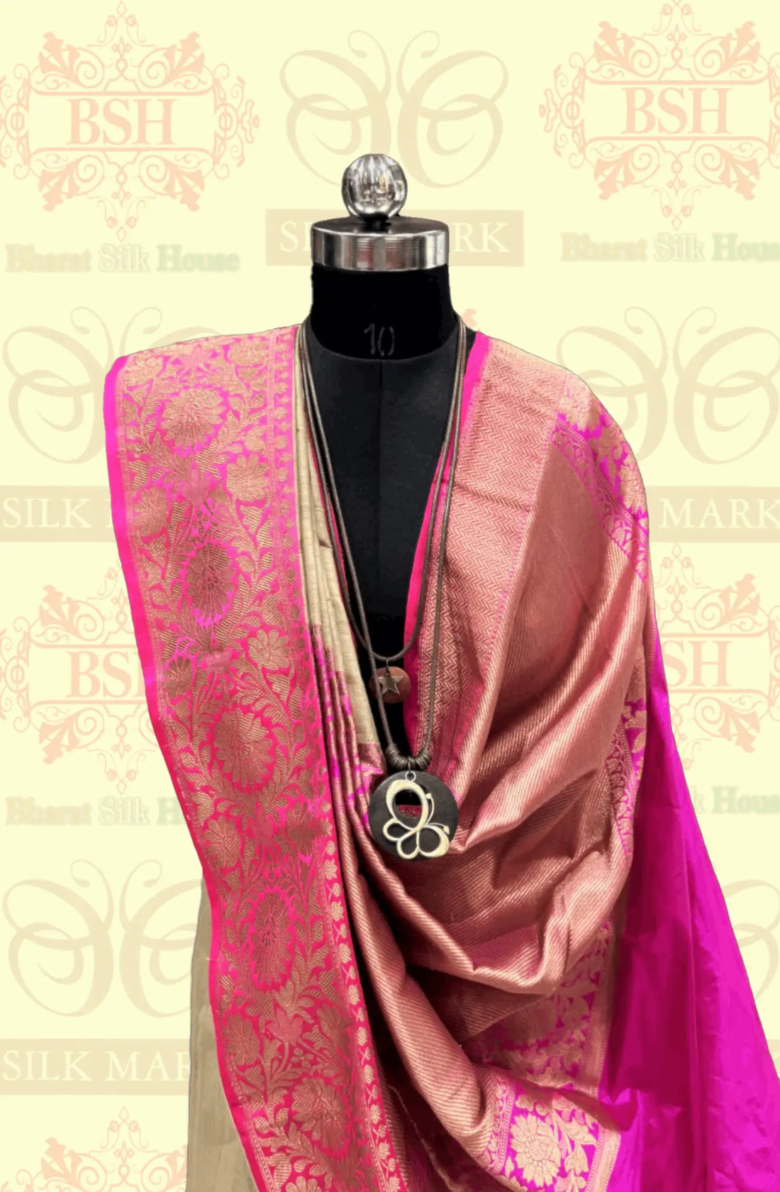 Antique White Pure Tussar Moonga Silk Handloom Saree With Zari Border - Bharat Silk House Tussar