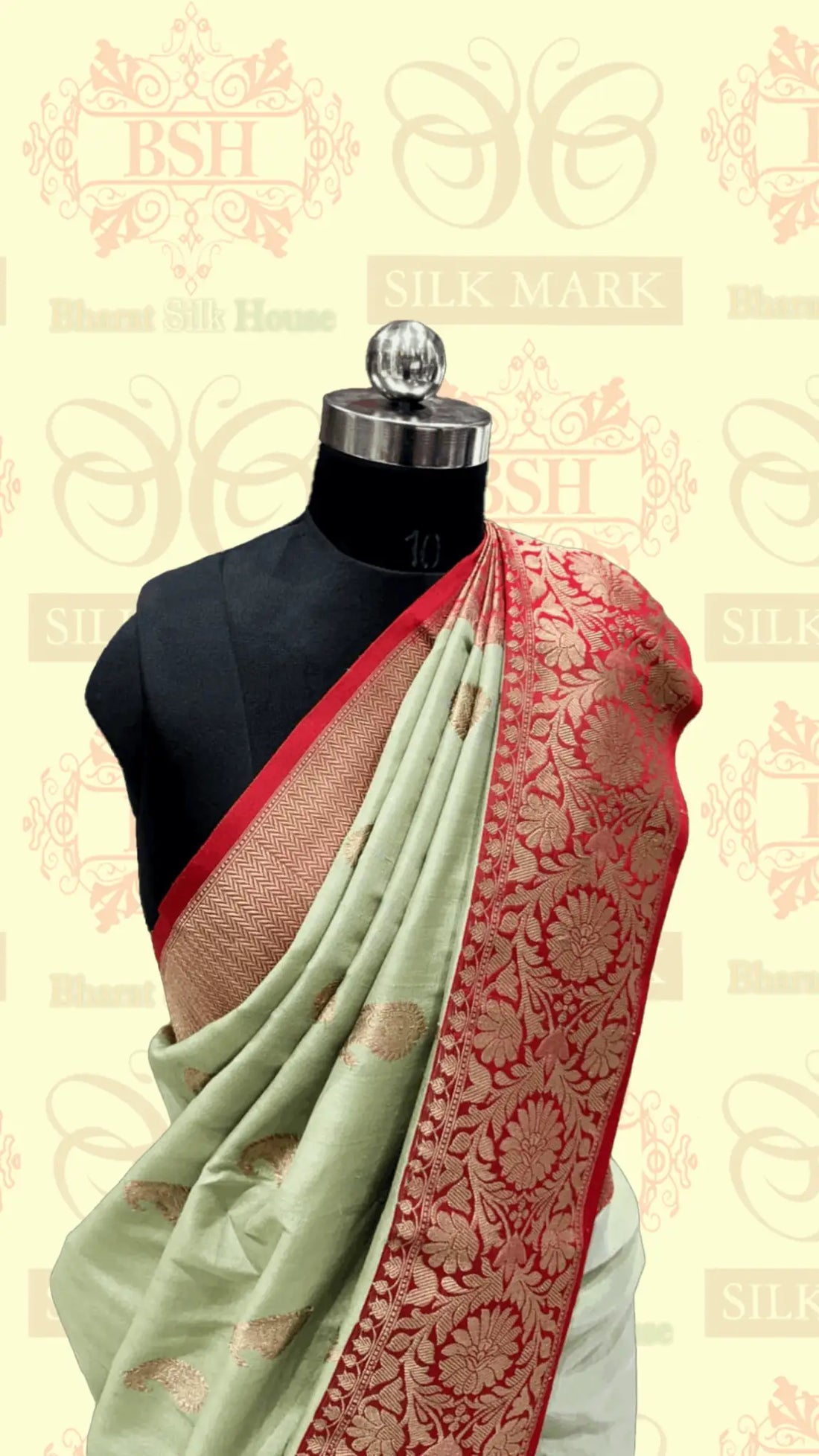 Avocado Green Pure Tussar Moonga Silk Handloom Saree With Zari Border - Bharat Silk House Tussar
