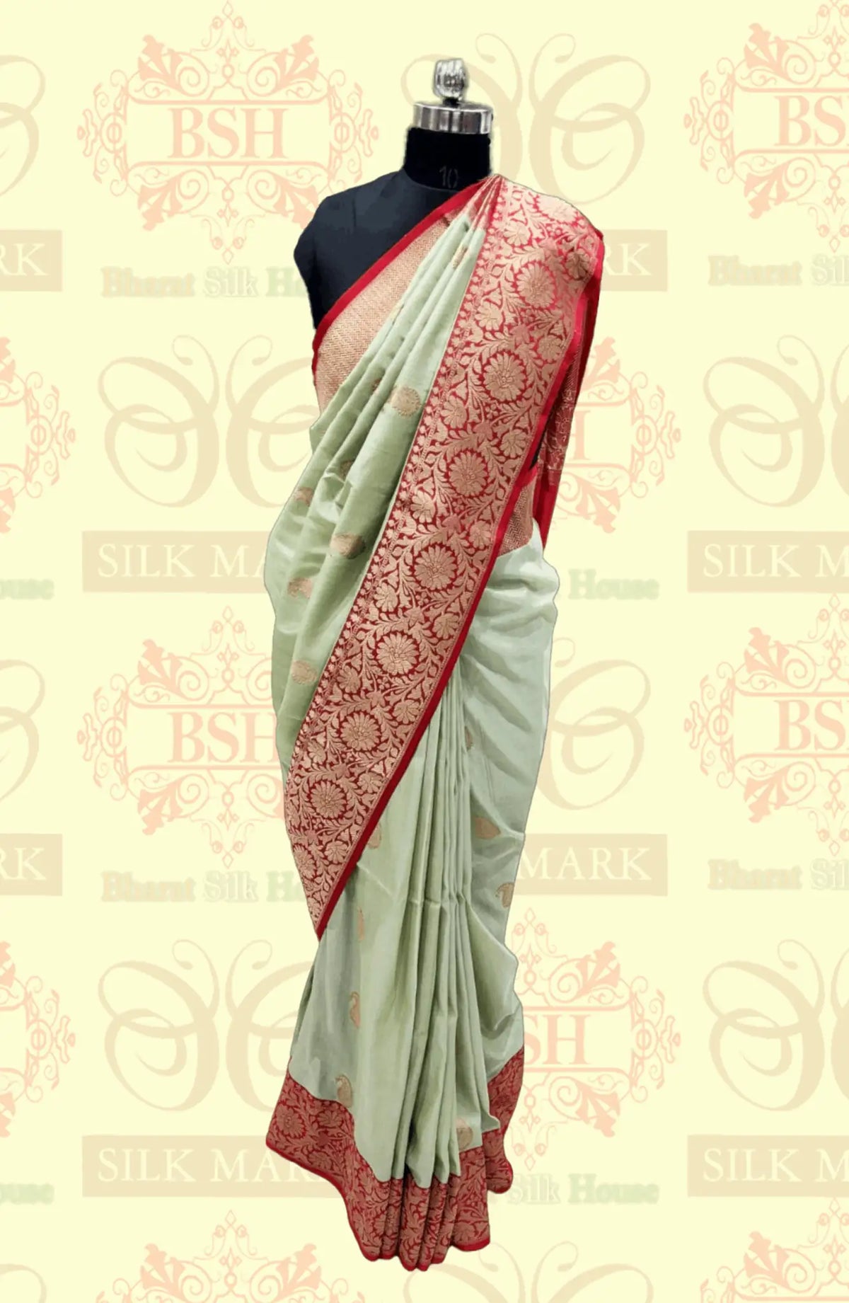 Avocado Green Pure Tussar Moonga Silk Handloom Saree With Zari Border - Bharat Silk House Tussar