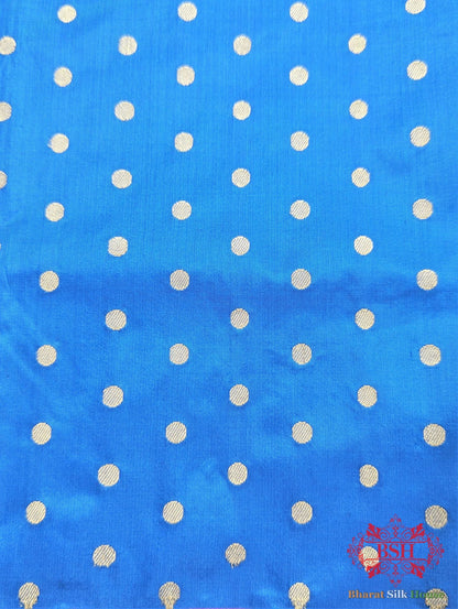 Azure Blue Pure Katan Silk Banarasi Handloom Saree - Bharat Silk House Pure Kataan Silk