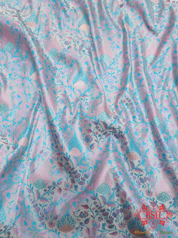 Baby Blue Dohri Resham Zari Booti Tanchoi Silk Saree - Bharat Silk House Tanchoi katan