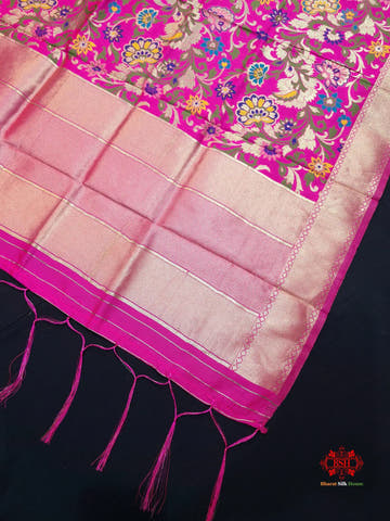 Banarasi Art Silk Jaal Design Dupatta Pink - Bharat Silk House Semi Dupatte