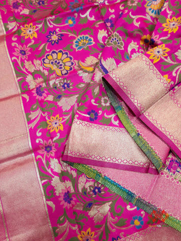 Banarasi Art Silk Jaal Design Dupatta Pink - Bharat Silk House Semi Dupatte