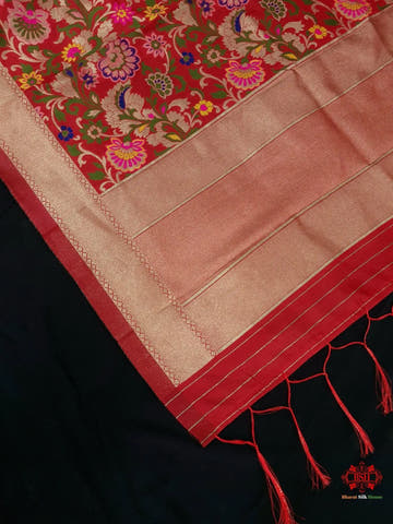 Banarasi Art Silk Jaal Design Dupatta Red - Bharat Silk House Semi-Silk