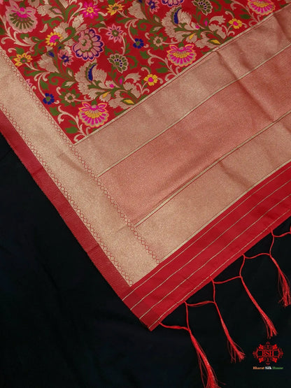 Banarasi Art Silk Jaal Design Dupatta Red - Bharat Silk House Semi-Silk