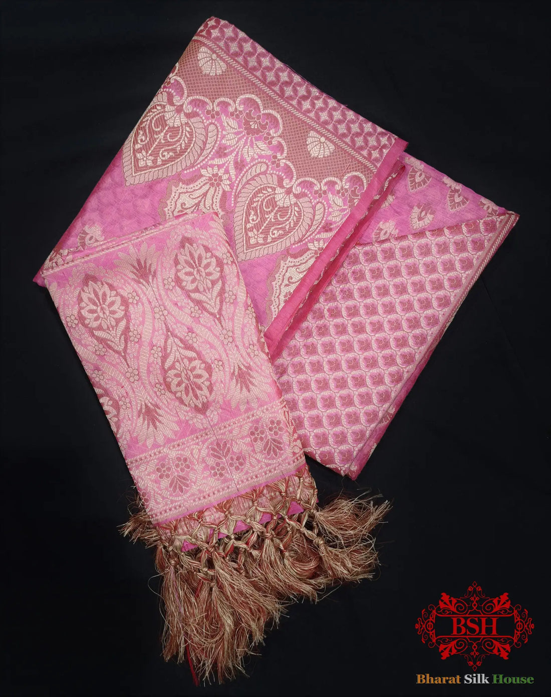 Banarasi Cotton Silk Resham Buti Woven UnStitched Suitset - Bharat Silk House Banarasi Cotton
