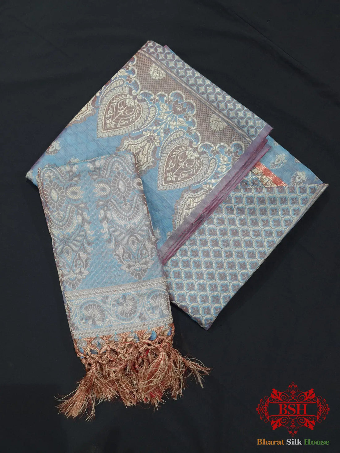 Banarasi Cotton Silk Resham Buti Woven UnStitched Suitset - Bharat Silk House Banarasi Cotton