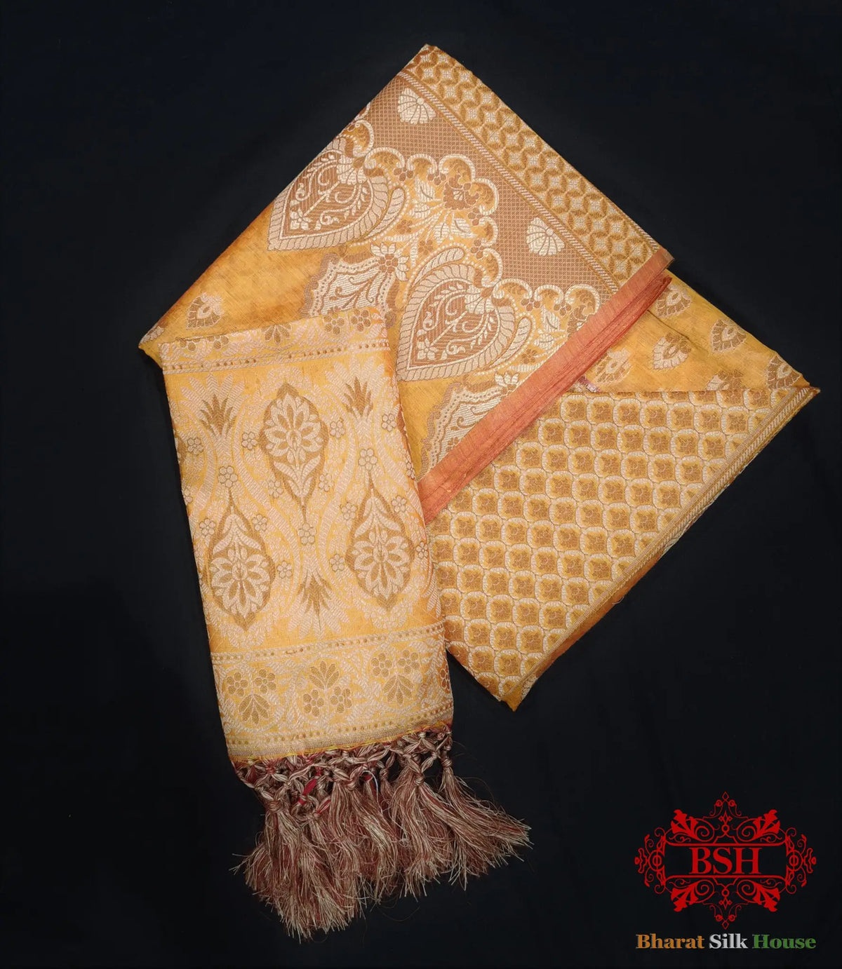 Banarasi Cotton Silk Resham Buti Woven UnStitched Suitset - Bharat Silk House Banarasi Cotton