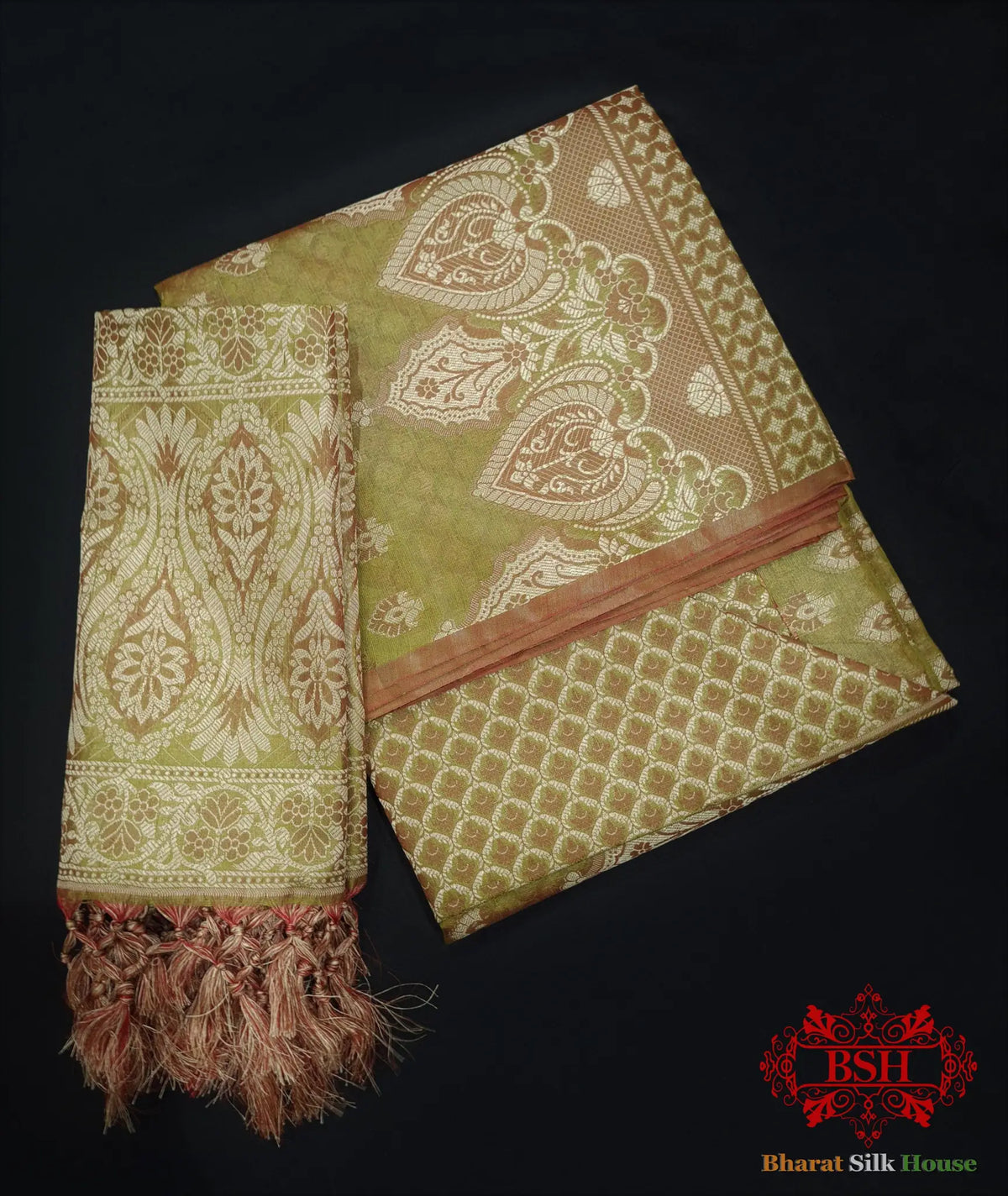 Banarasi Cotton Silk Resham Buti Woven UnStitched Suitset - Bharat Silk House Banarasi Cotton