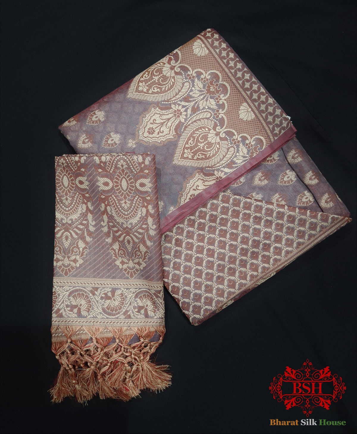 Banarasi Cotton Silk Resham Buti Woven Unstitched Suit Set