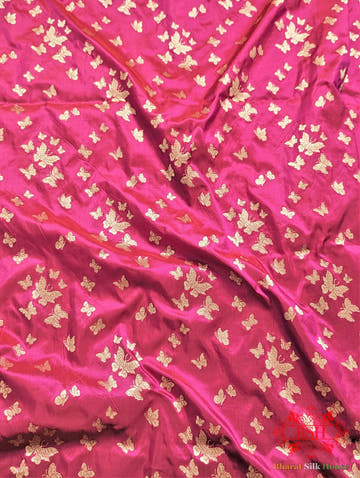 Banarasi Handwoven Katan Silk Butterfly Booti Saree - Bharat Silk House Pure Kataan Silk