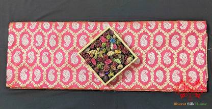 Banarasi Handwoven Katan Silk Saree With Dual Zari Floral Jaal In Shades Of Pink - Bharat Silk House