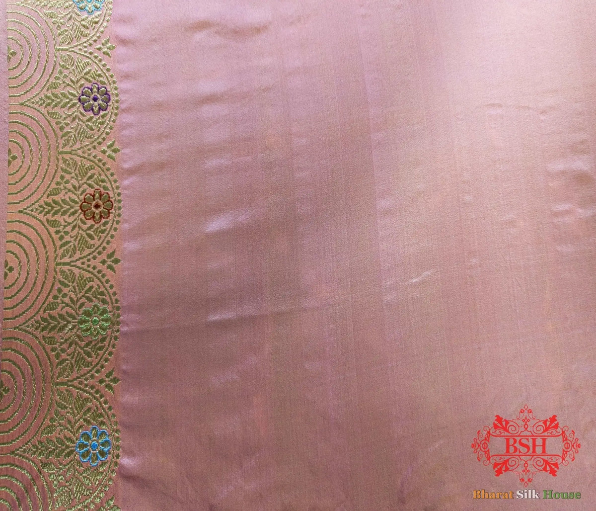 Banarasi Kadhwa Katan Meenakari Seven Color Meena Floral Jaal In Peach Color - Bharat Silk House