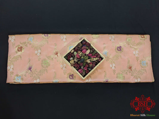 Banarasi Kadhwa Katan Meenakari Seven Color Meena Floral Jaal In Peach Color - Bharat Silk House