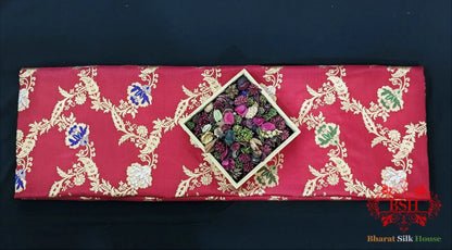 Banarasi Kadhwa Katan Meenakari Seven Color Meena Floral Jaal In Shades Of Red - Bharat Silk House Pure Kataan Silk