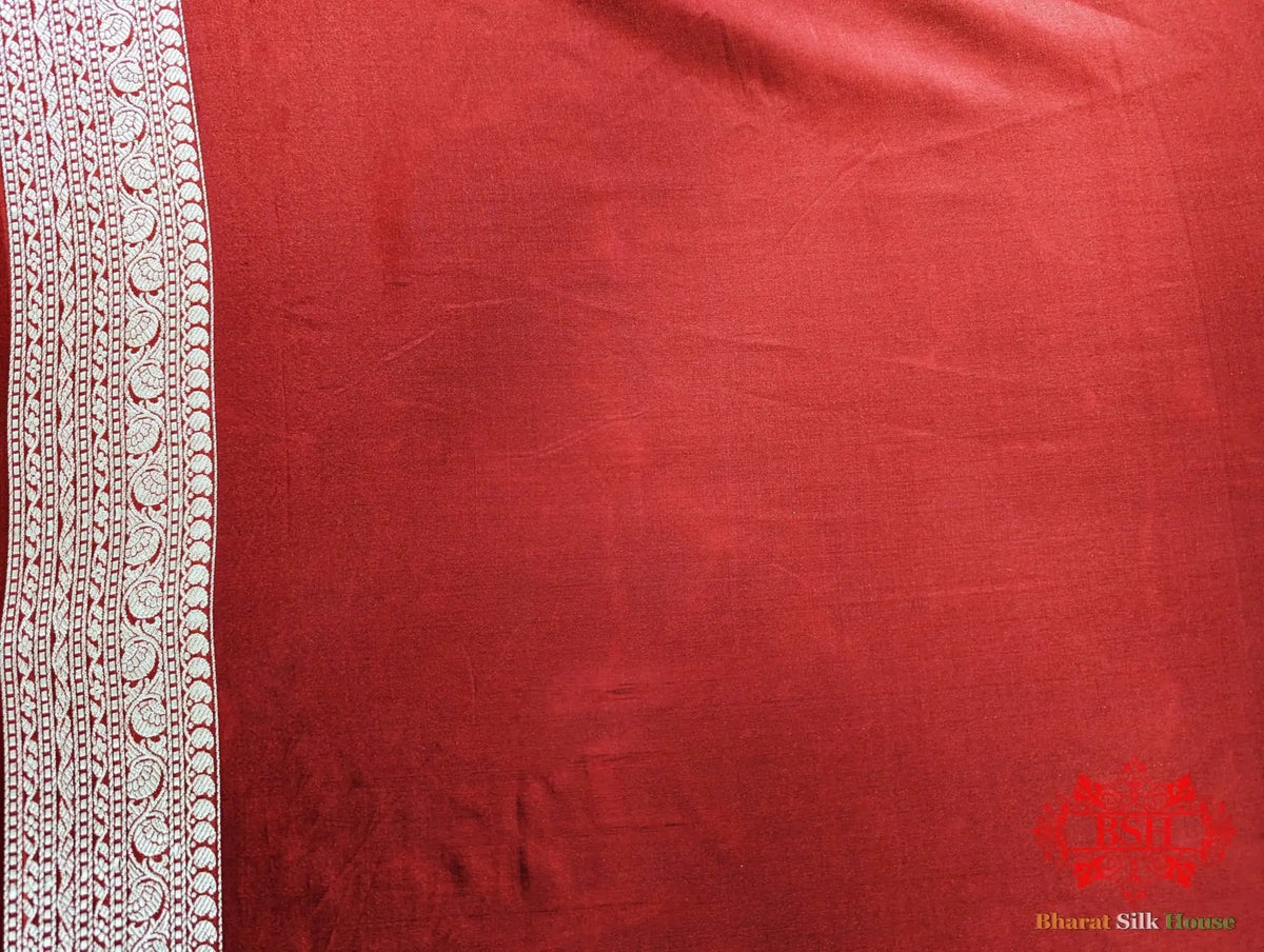 Banarasi Pure Katan Silk Opara Floral Jaal In Shades Of Red - Bharat Silk House Pure Kataan Silk