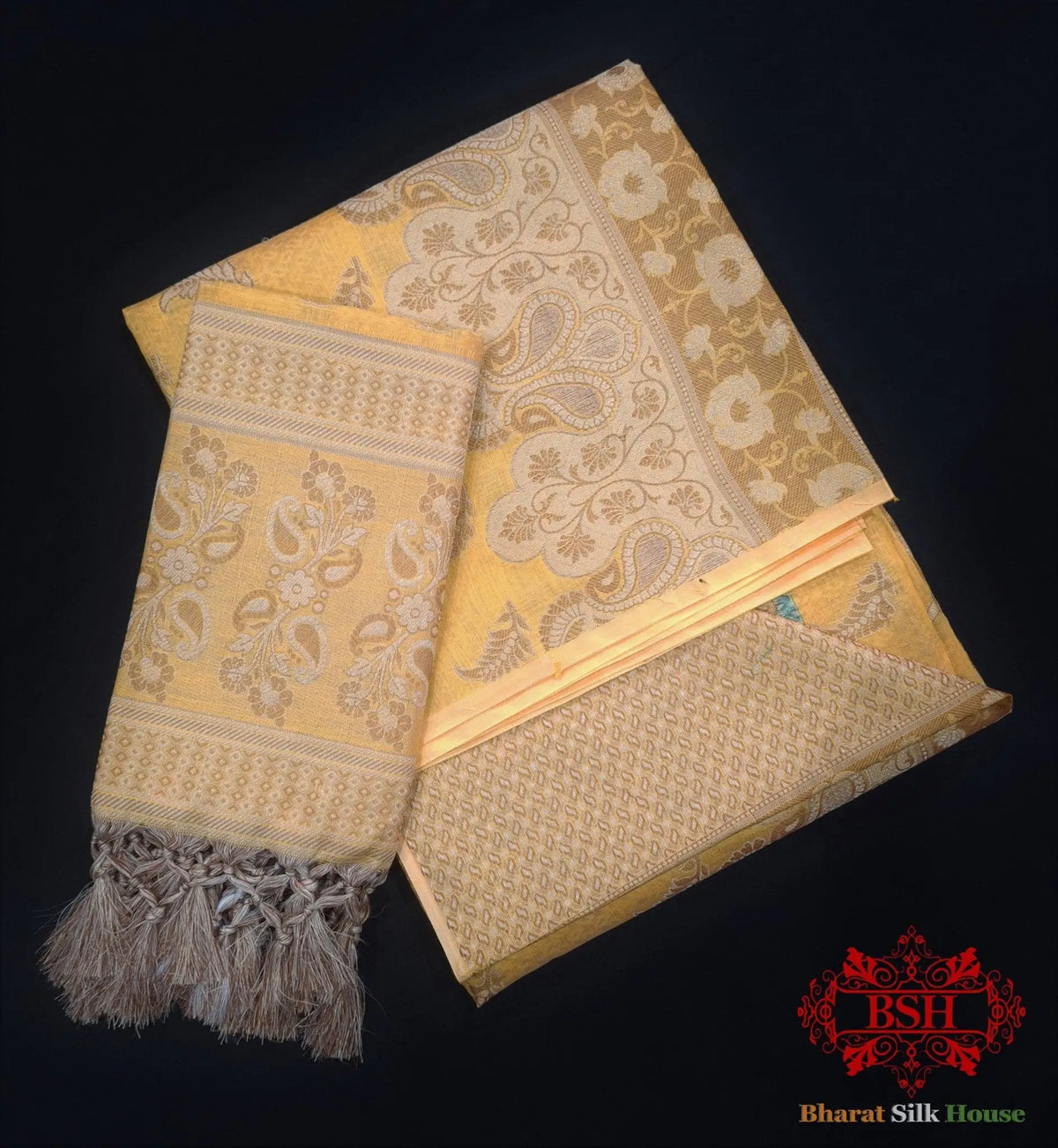 Banarasi Unstitched Suitset Cotton Silk Resham Buti Woven - Bharat Silk House Banarasi Cotton