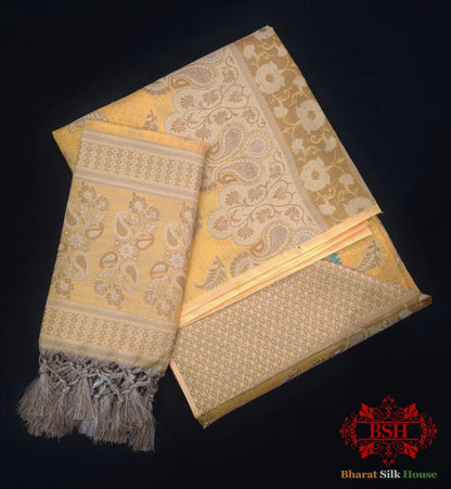 Banarasi Unstitched Suitset Cotton Silk Resham Buti Woven - Bharat Silk House Banarasi Cotton