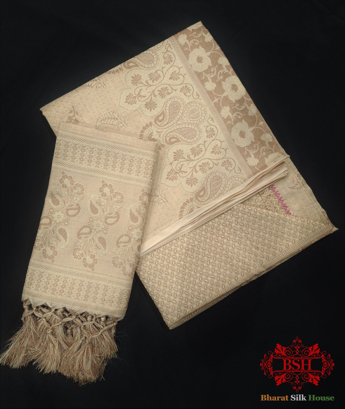 Conjunto de traje Banarasi sin coser, de seda y algodón, con buti Resham tejido