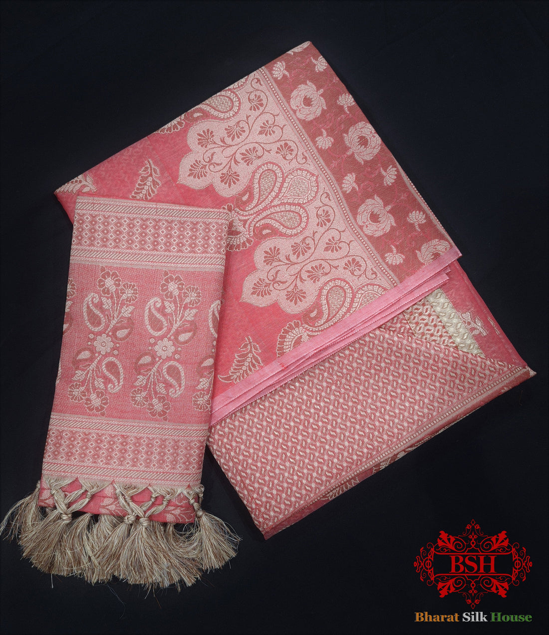 Conjunto de traje Banarasi sin coser, de seda y algodón, con buti Resham tejido