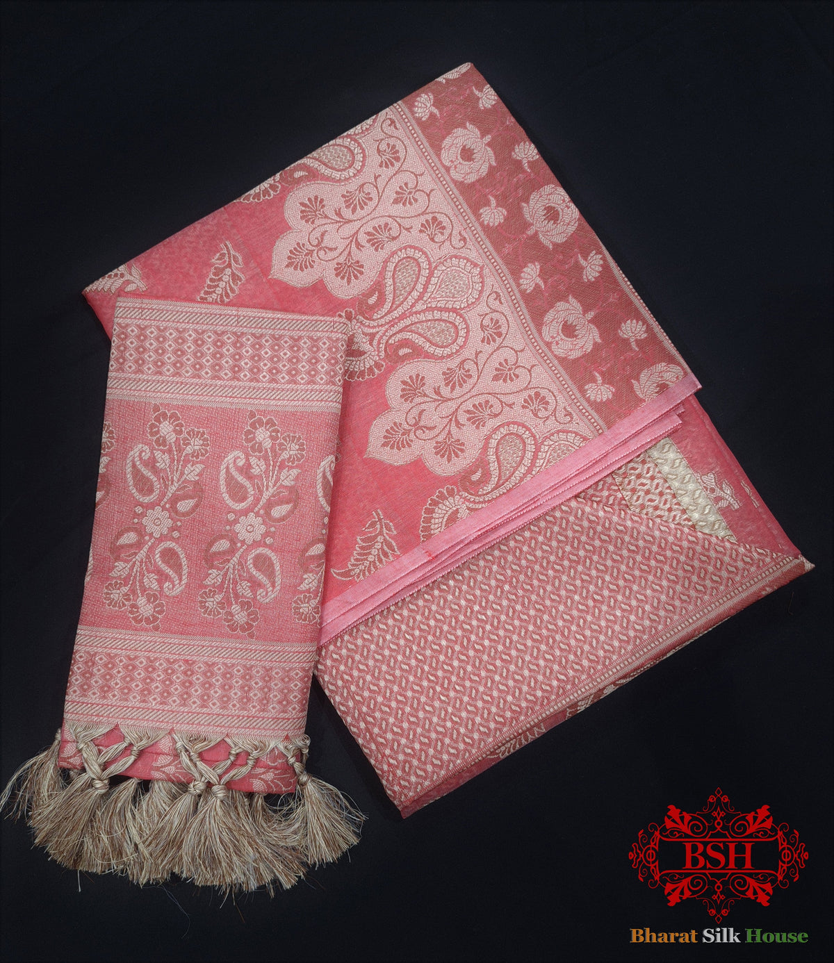 Conjunto de traje Banarasi sin coser, de seda y algodón, con buti Resham tejido