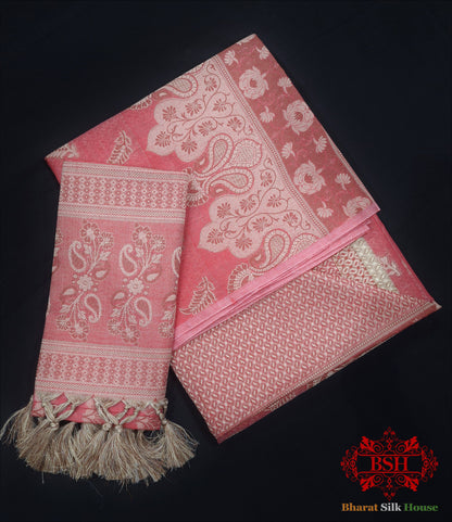 Conjunto de traje Banarasi sin coser, de seda y algodón, con buti Resham tejido