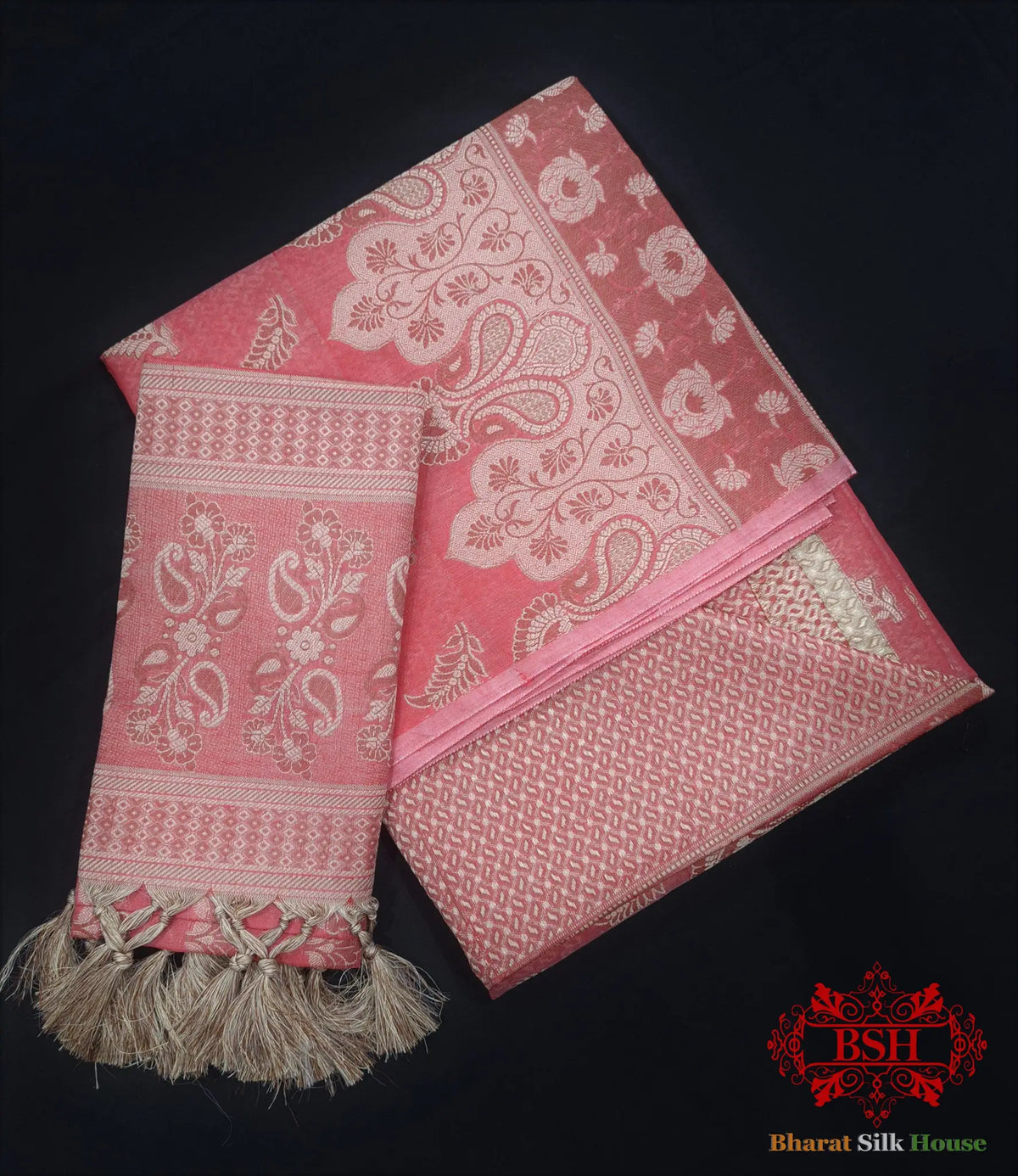 Banarasi Unstitched Suitset Cotton Silk Resham Buti Woven - Bharat Silk House Banarasi Cotton