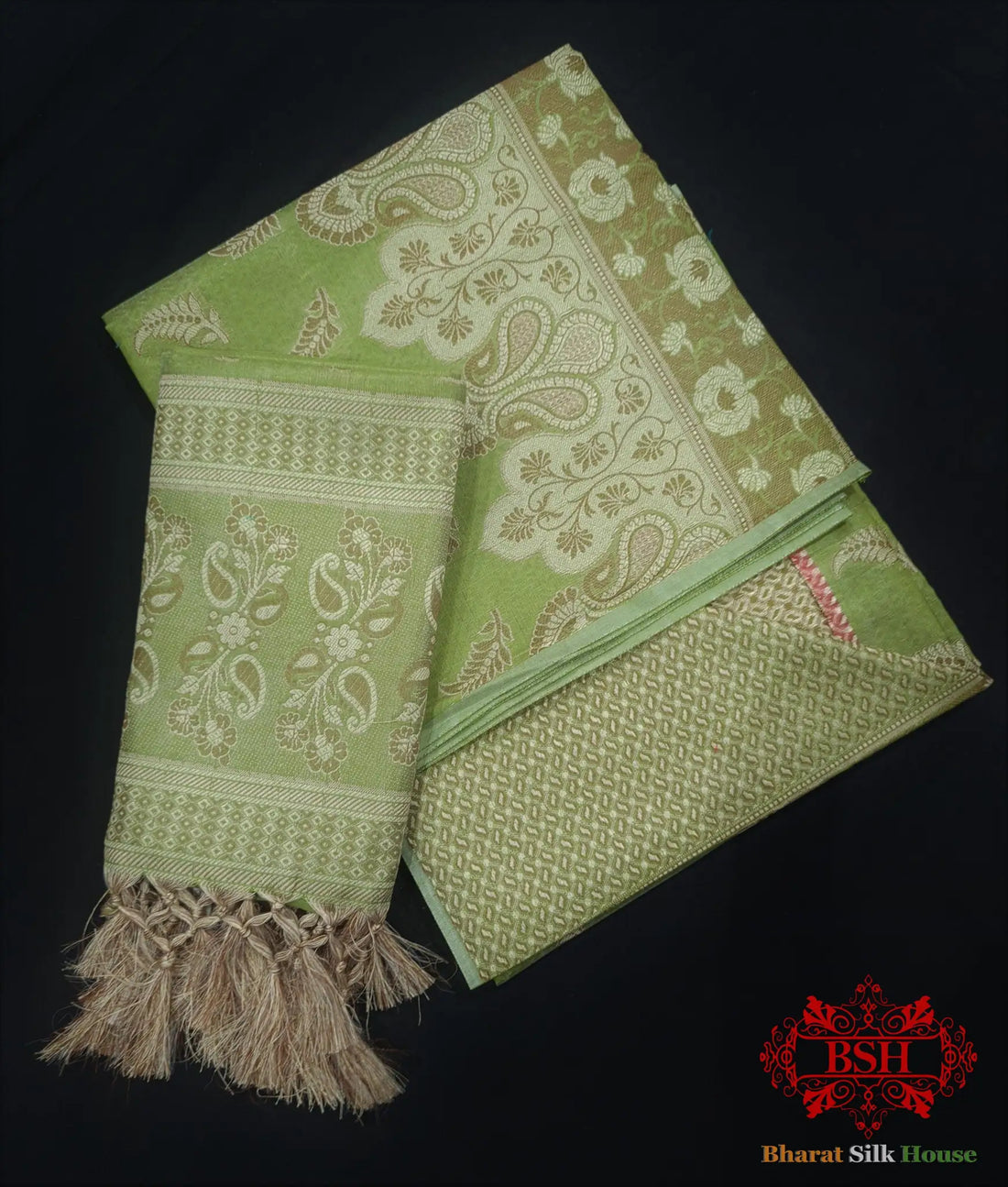 Banarasi Unstitched Suitset Cotton Silk Resham Buti Woven - Bharat Silk House Banarasi Cotton