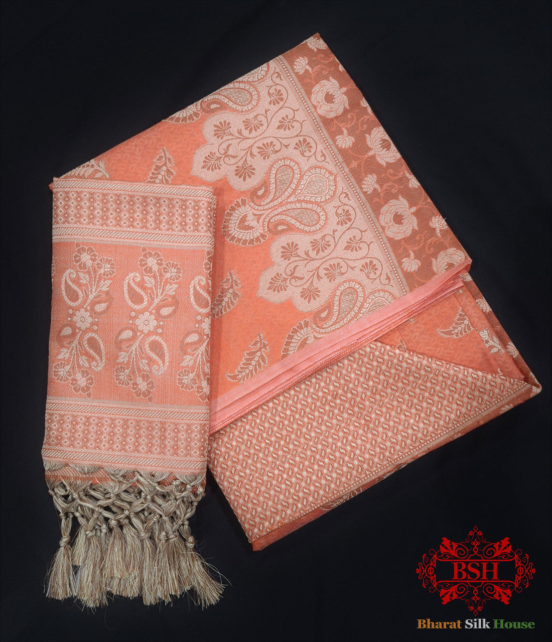 Conjunto de traje Banarasi sin coser, de seda y algodón, con buti Resham tejido