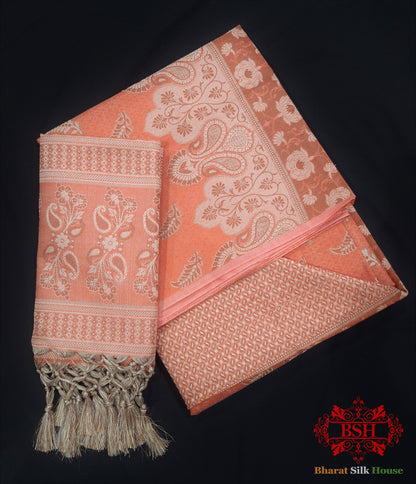 Conjunto de traje Banarasi sin coser, de seda y algodón, con buti Resham tejido