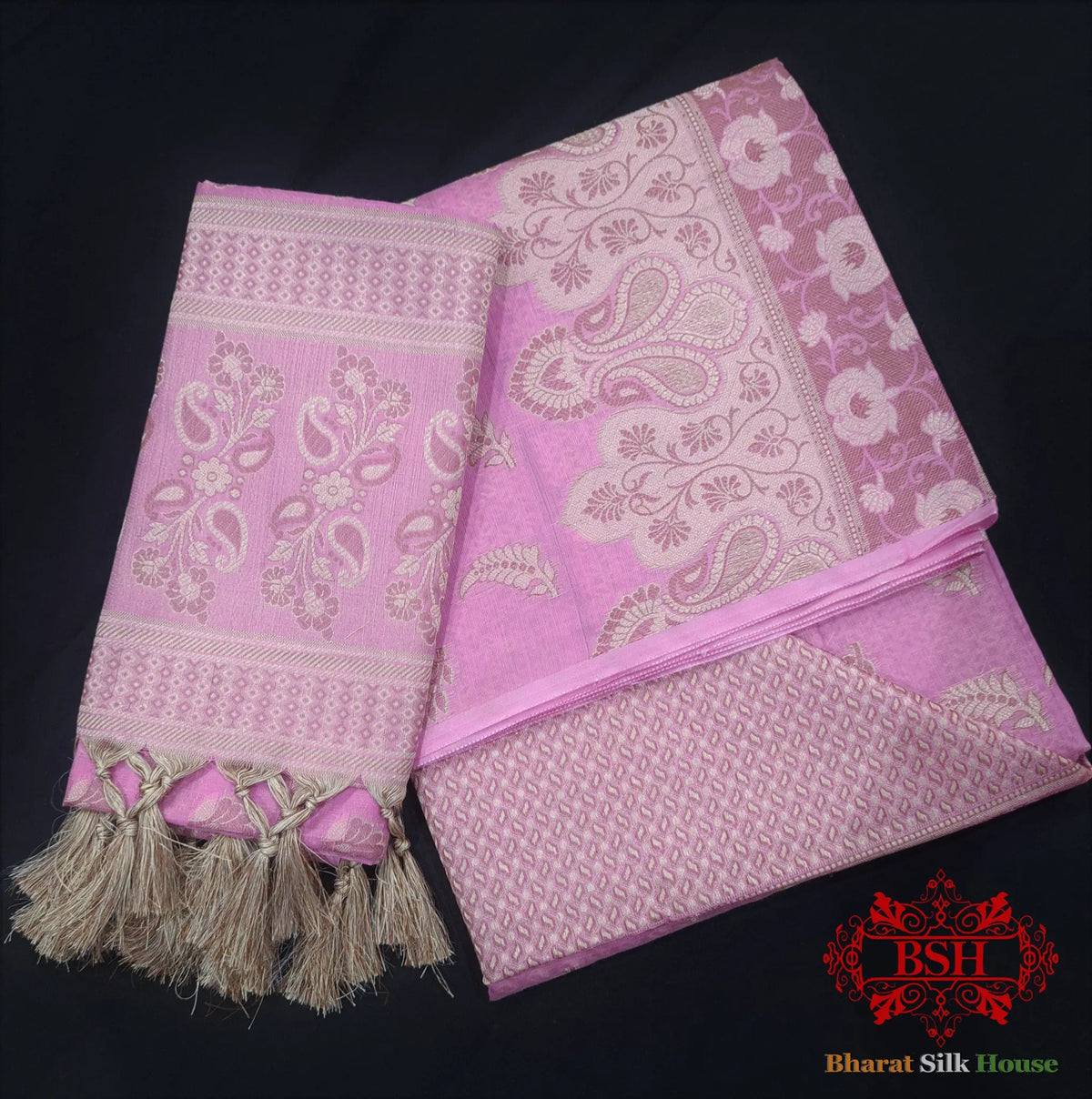 Banarasi Unstitched Suitset Cotton Silk Resham Buti Woven - Bharat Silk House Banarasi Cotton