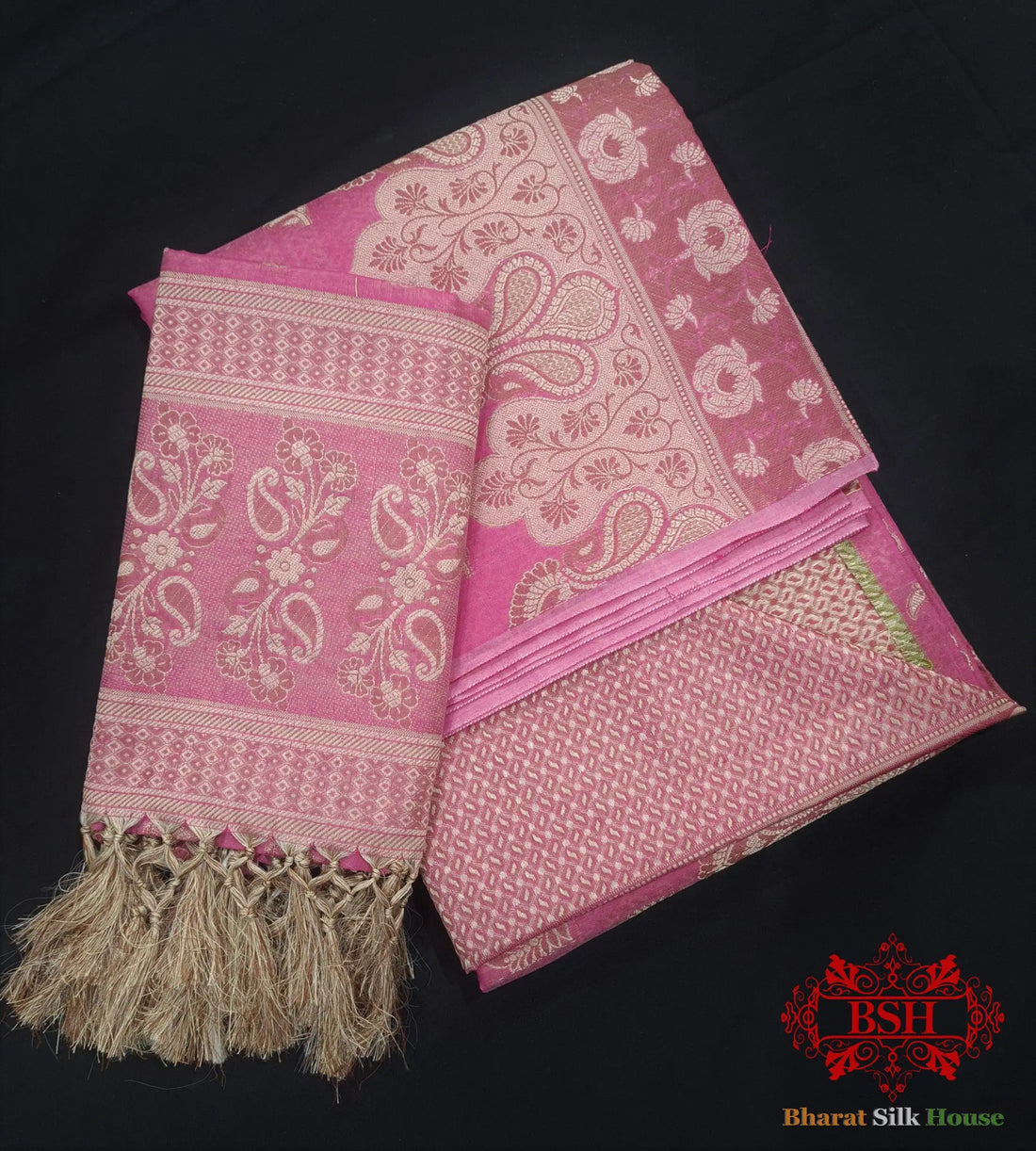 Banarasi Unstitched Suitset Cotton Silk Resham Buti Woven - Bharat Silk House Banarasi Cotton