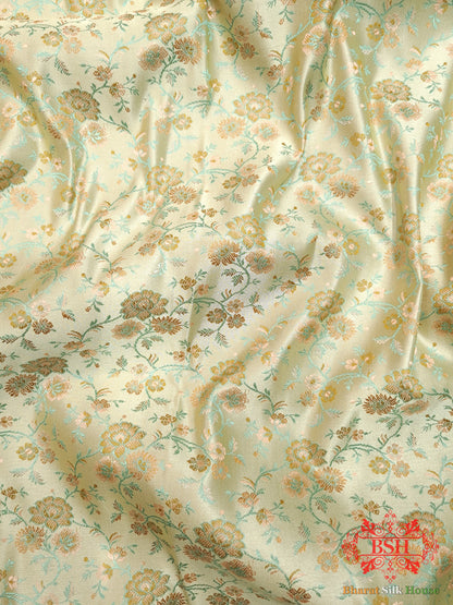 Beige Chauthera (Four Color) Resham Zari Tanchoi Katan Silk Saree - Bharat Silk House
