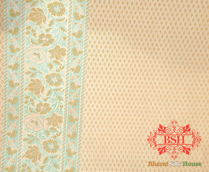Beige Chauthera (Four Color) Resham Zari Tanchoi Katan Silk Saree - Bharat Silk House