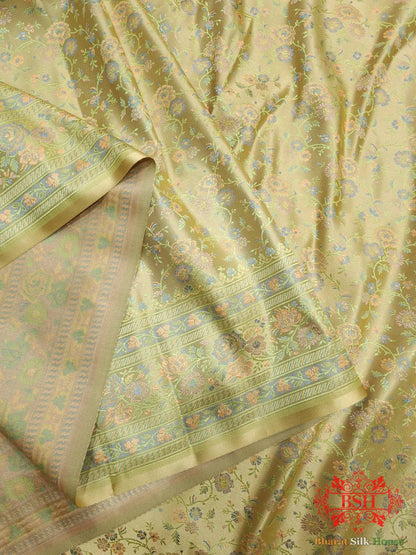 Beige Chauthera (Four Color) Resham Zari Tanchoi Katan Silk Saree - Bharat Silk House Tanchoi katan