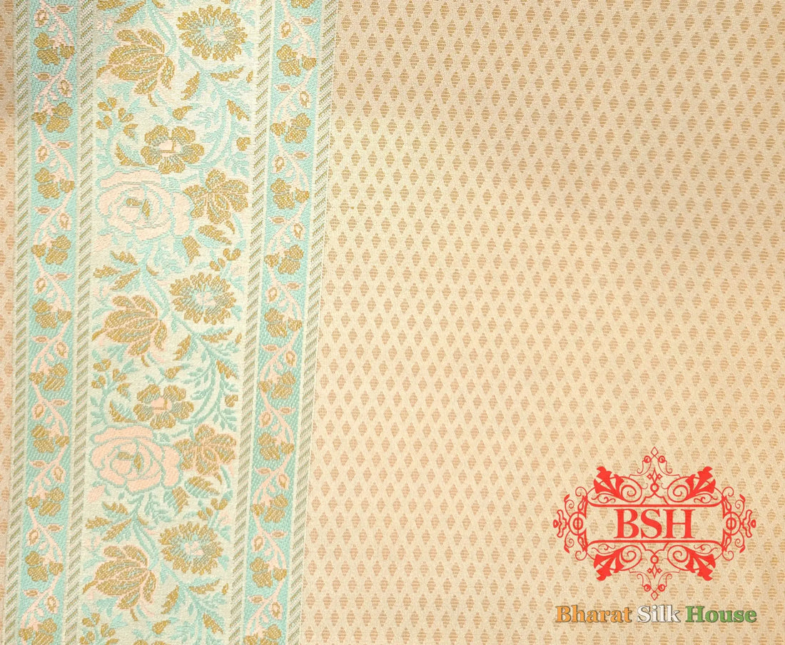 Beige Chauthera (Four Color) Resham Zari Tanchoi Katan Silk Saree - Bharat Silk House Tanchoi katan