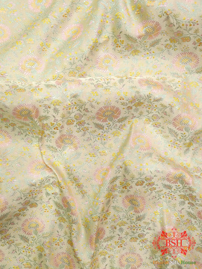 Beige Chauthera (Four Color) Resham Zari Tanchoi Katan Silk Saree - Bharat Silk House Tanchoi katan