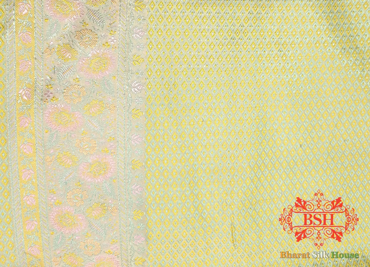 Beige Chauthera (Four Color) Resham Zari Tanchoi Katan Silk Saree - Bharat Silk House Tanchoi katan