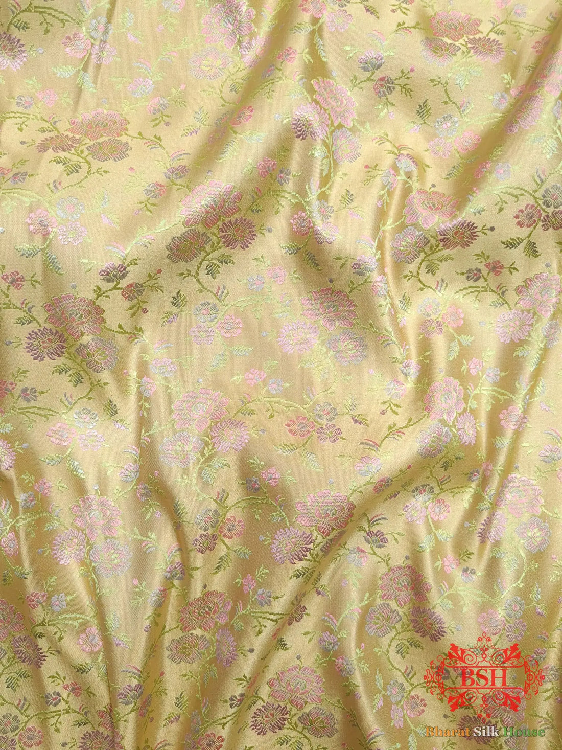 Beige Chauthera (Four Color) Resham Zari Tanchoi Katan Silk Saree - Bharat Silk House Tanchoi katan