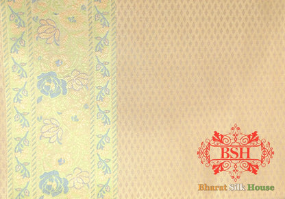 Beige Chauthera (Four Color) Resham Zari Tanchoi Katan Silk Saree - Bharat Silk House Tanchoi katan