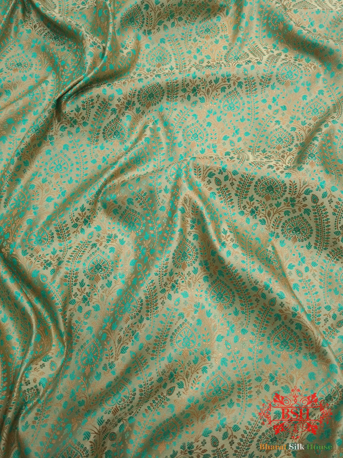Beige Dohri Resham Booti Tanchoi Silk Saree - Bharat Silk House Tanchoi katan