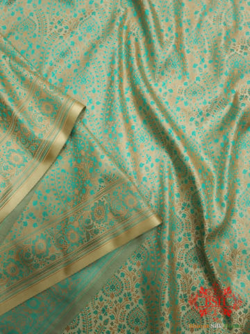 Beige Dohri Resham Booti Tanchoi Silk Saree - Bharat Silk House Tanchoi katan