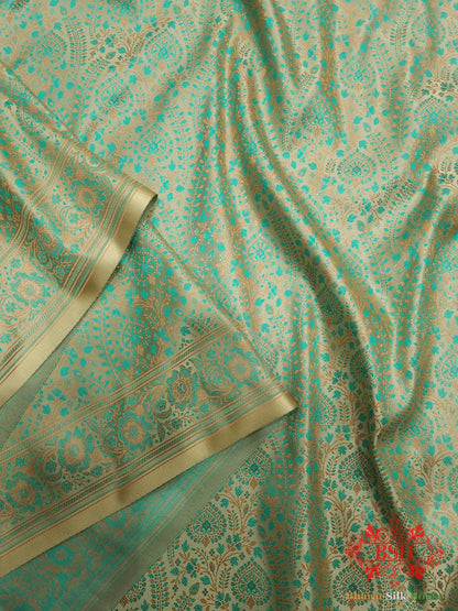 Beige Dohri Resham Booti Tanchoi Silk Saree - Bharat Silk House Tanchoi katan