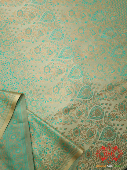 Beige Dohri Resham Booti Tanchoi Silk Saree - Bharat Silk House Tanchoi katan